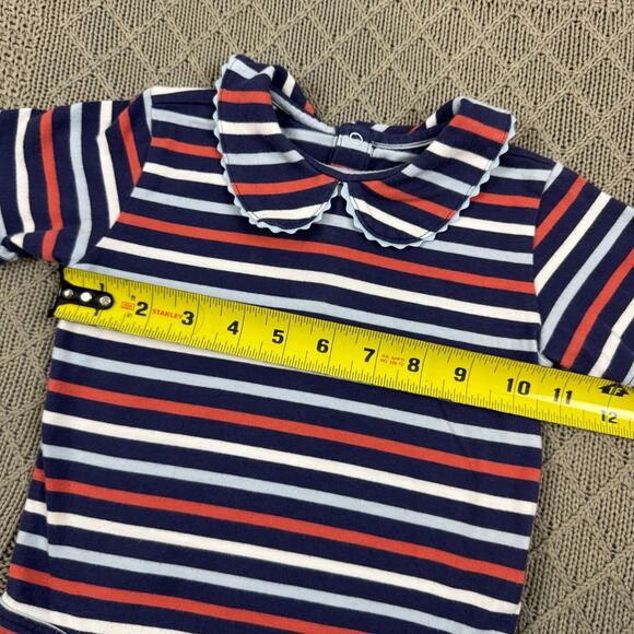 Classic Prep Striped Navy and Red Baby Onesie with Peter Pan Collar - 12/18M - Picture 6 of 13